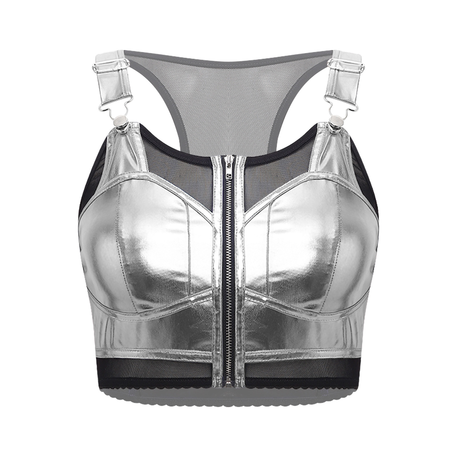 Women Metallic Shiny Punk Styl - Suspender Tank Top review and price